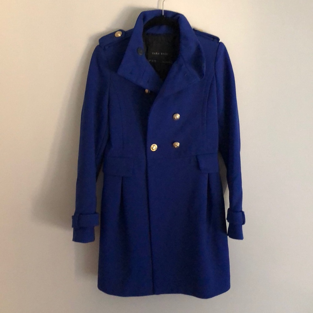 Zara Royal Blue Peacoat with Gold Buttons (Sz Sm)